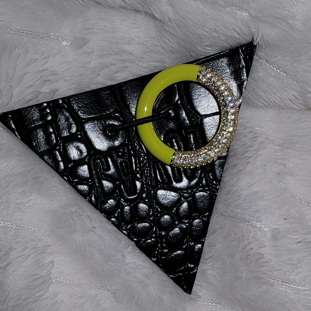 Luv AJ Pave Amafili Neon Yellow Ring Sz 8